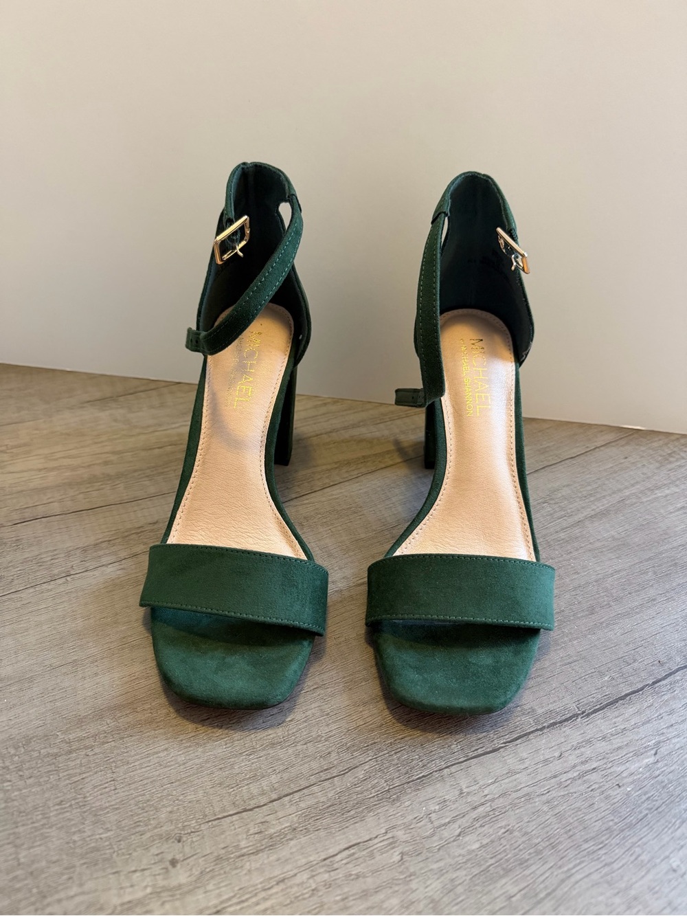 MICHAEL Michael Kors Emerald Green Suede Ankle-Strap Block Heels